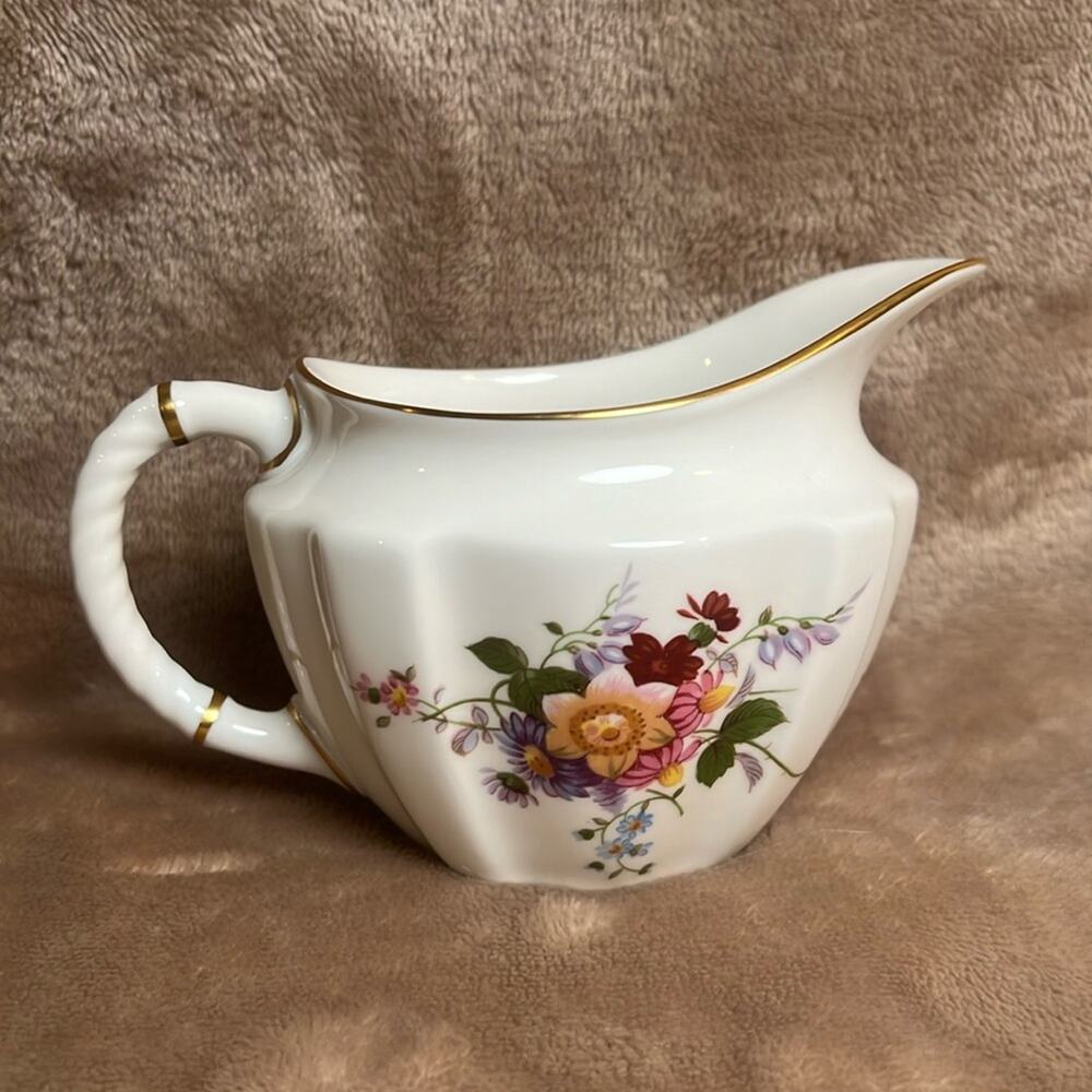 Vintage Royal Crown Derby Posies Bone China Multi Colored Creamer Floral Nice! !